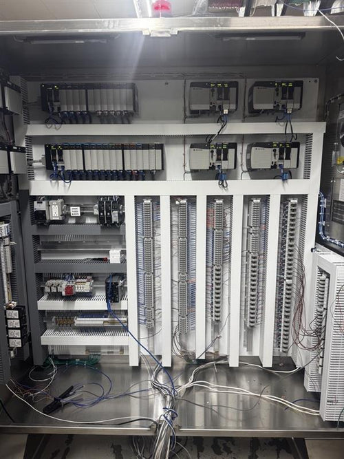 PremierSafe-700R redundant burner management system panel interior with ControlLogix controllers and field wiring